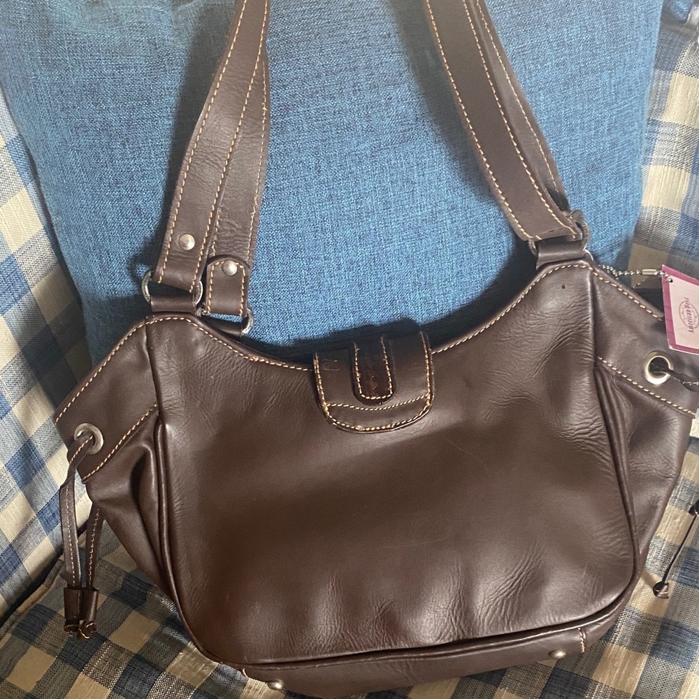 Elegant Brown Patchwork Shoulder Bag - Picture 5 of 6